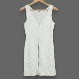 L.K. COLLECTION Women's Jr's Sz M White Zip Front Dress - EXCELLENT CONDITION